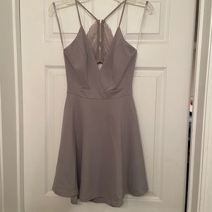 Gray flowy, lace dress